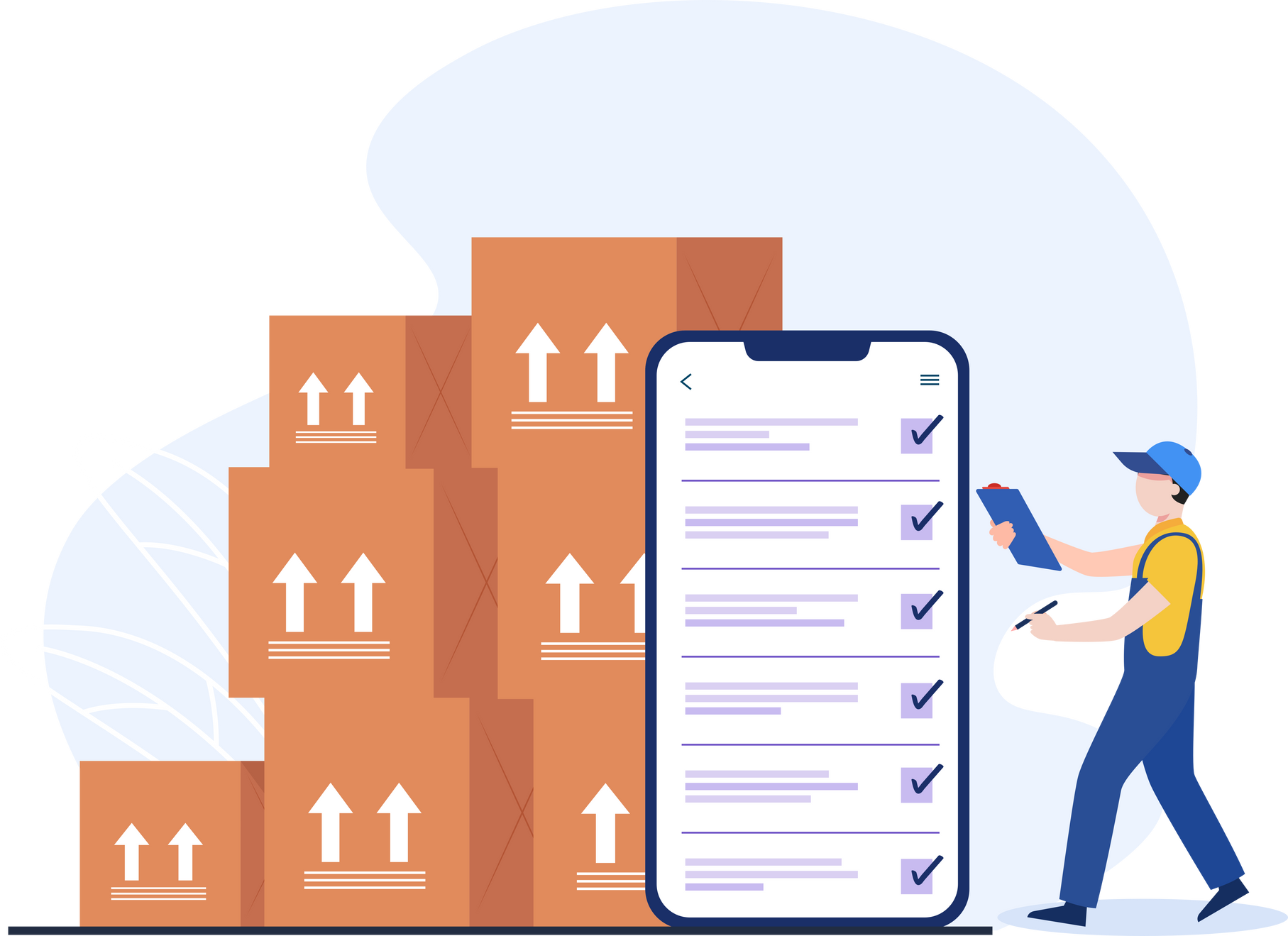 worker Check inventories before shipping, concept of Inventory control system.